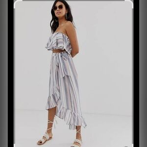 ASOS Striped Linen Top and Skirt Set Sz6